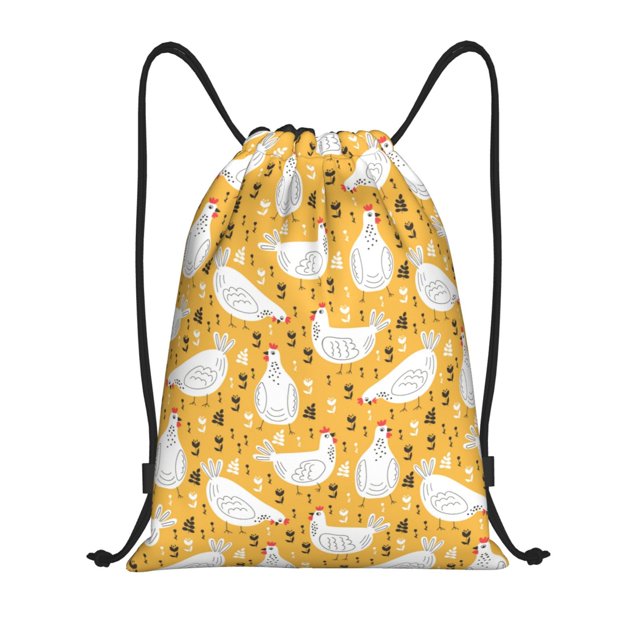 Fotbe Funny Chicken Bolsa Mochila con Cordón Estampada, Bolsa de Gimnasio Deportiva, Bolsa Cinch, Bolsa con Cordón para Hombres y Mujeres-Small