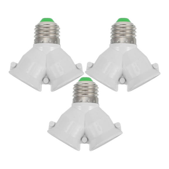 Parvistic 3pcs E27 to 2 E27 Lamp Base Fireproof Material Holder Converter Extender Socket Y Shape Splitter Adapter Light Base for LED Bulb (White)