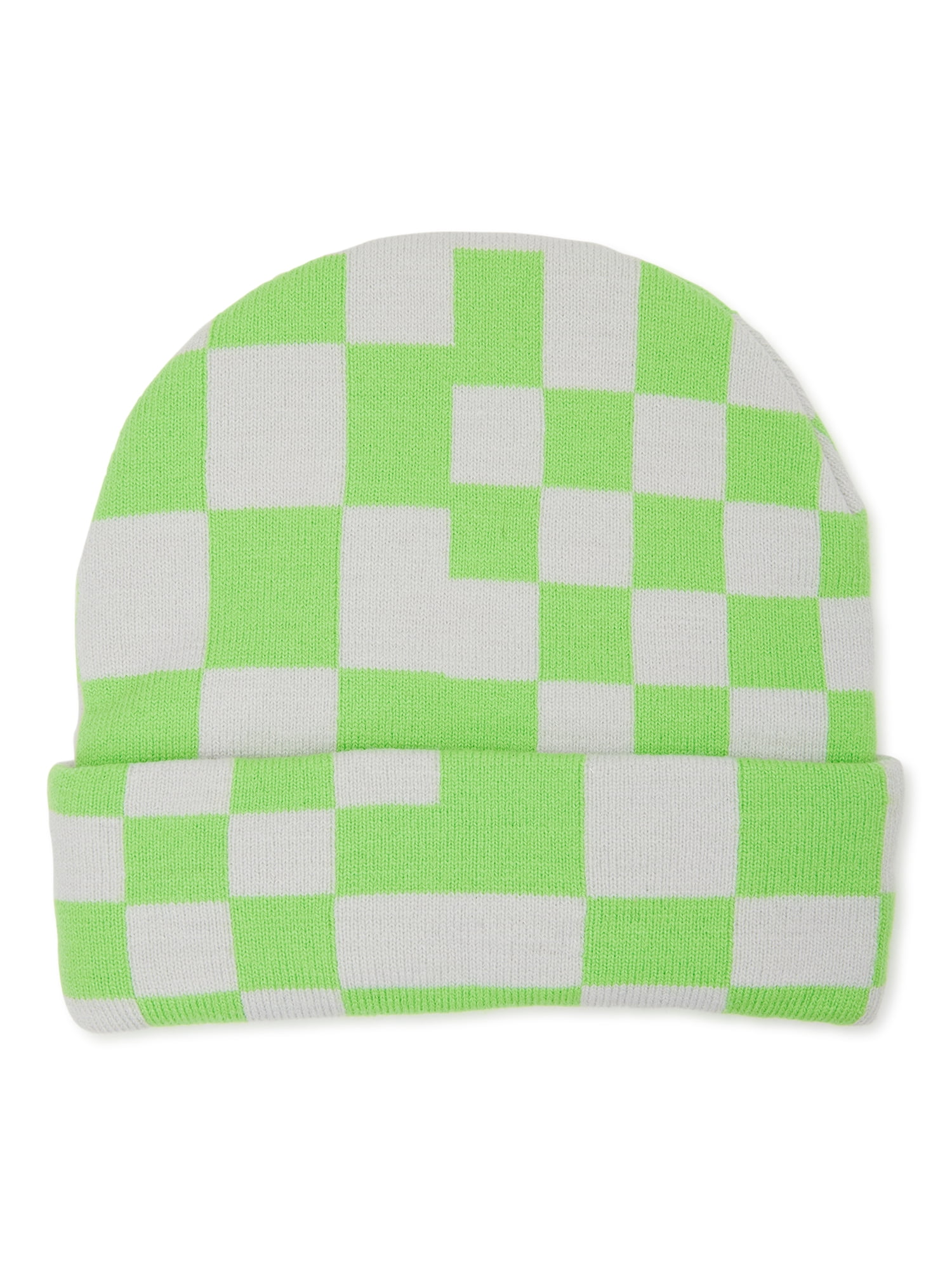 Minecraft Embroidered Check Beanie Green