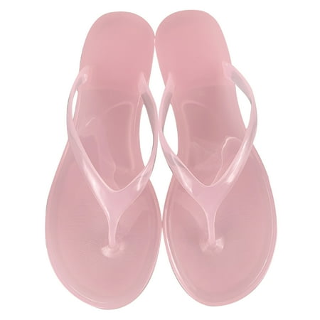 

Ediodpoh Ladies Summer Transparent Jelly Flat Bottom Clip Toe Flip Flops Beach Sandal Slippers Women Slippers Pink 7