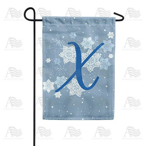 America Forever Winter Monogram Letter X Garden Flag Vertical Double Sided 12.5 x 18 inches Winter Holiday Decor for Outdoor, Porch for Decoration, Blue Snowflake Yard Flag