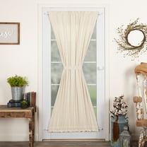 VHC Brands Simple Life Flax Natural Cotton Farmhouse French Door Panel Curtain for Patio Side Door 72x40