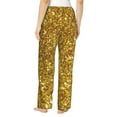 thumbnail image 3 of Disketp Gold Glitter Print Women'S Comfy Pajama Pants Casual Drawstring Palazzo Lounge Wide Leg Pants, 3 of 9