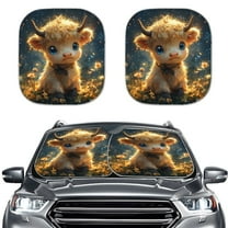 Yuyamidu Highland Cow Car Sun Shade Accessories 2pcs Cute Car Front Window Sun Shield Universal Windshield Cover for Truck Auto SUV, Reflective Blocks Heat and Sun