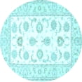 thumbnail image 1 of Ahgly Company Indoor Round Oriental Light Blue Traditional Area Rugs, 5' Round, 1 of 4