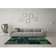 thumbnail image 3 of Ahgly Company Indoor Square Patchwork Turquoise Blue Transitional Area Rugs, 8' Square, 3 of 4
