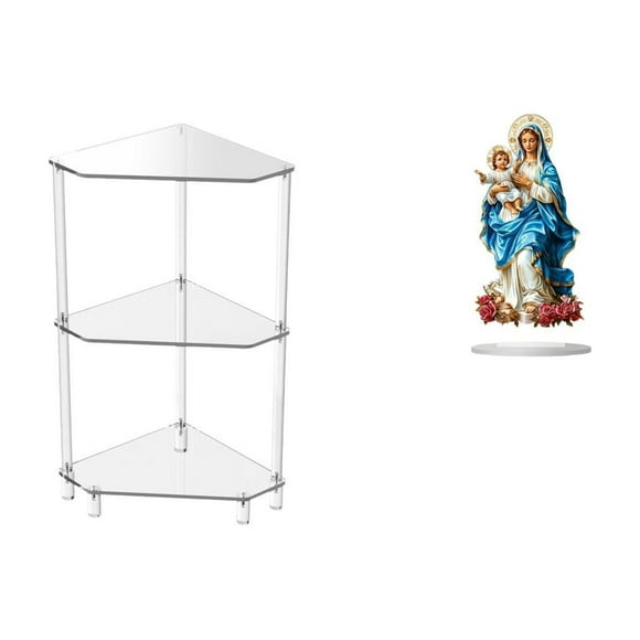 Mesa auxiliar de esquina,Mesa auxiliar de esquina de acrílico de 3 niveles,Letrero de mesa,Decoración de escritorio acrílica Rincón festivo Decoración del hogar,Decoración de fiesta