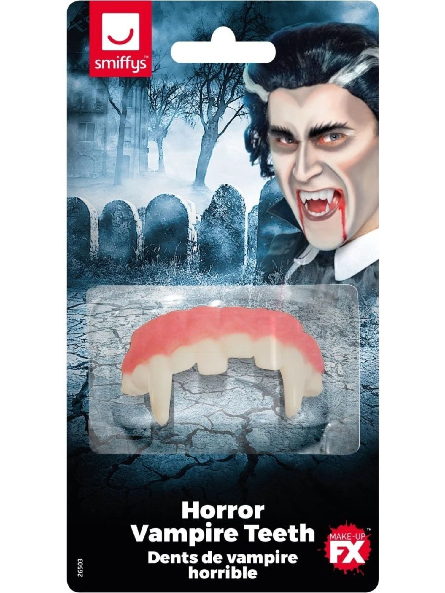 19" White Horror Vampire Teeth Unisex Adult Halloween Costume Accessory