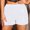 White, variant on USSUMA Biker Shorts Women Solid Color Hotpants Pull-on Fashionable Elastic Waist Stright Shorts High Waist Moisture Wicking Short Pants Sequin Classic Fit Shorts for Street Wear Black L