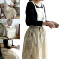 thumbnail image 4 of Cooking Apron Flower Embroidery Waterproof Wear Resistant Baking Apron for Coffee Shop Home Cream, 4 of 12
