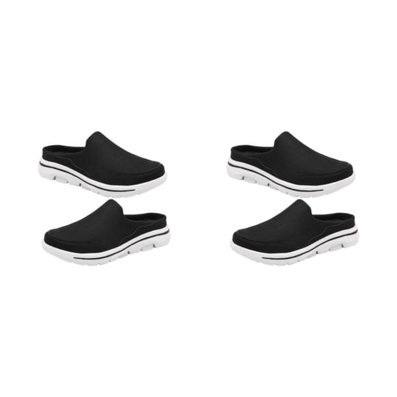 Minnieouse 1 par de toboganes portátiles para niñas, fiesta de verano, tacón plano, zapatilla de diseño Simple, suela de EVA, sandalia para Blanco negro talla 39 2piezas