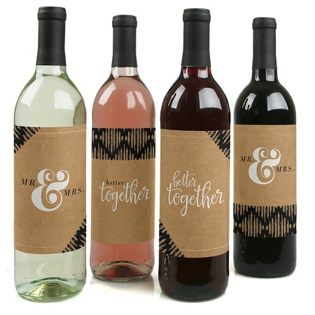 Funny Wine Bottle Labels Better Together - Wedding Party Decorations for Women and Men - Wine Bottle Label Stickers - Set of 4 ()