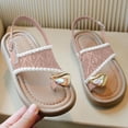 thumbnail image 6 of Girls Pearl Heart Embellished Dress Sandals Adjustable Strap Non-Slip Rubber Sole Shoes Pink,Size 12.5 M, 6 of 6