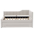 thumbnail image 6 of Euroco Upholstered Full Size Daybed with Trundle and 3 Drawers for Kids, Beige, 6 of 12