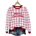thumbnail image 4 of Yteetum Women's Christmas Crewneck Sweartshirts Oversize Merry Christmas Plaid Raglan Letter Print Fleece Pullover Hoodless Sweatshirt Top Womens Round Neck Xmas Holiday Sweatshirt Fall Clothes, 4 of 9