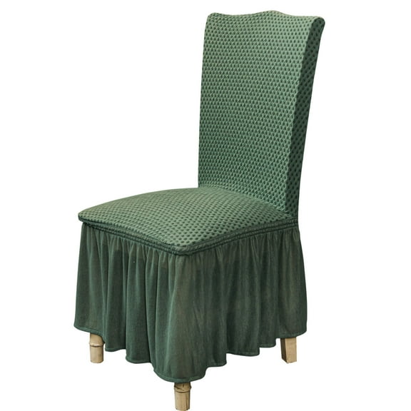 Stretch Dining Room Chair Covers,Chair Slipcovers with Skirt Universal Removable Washable Anti-Dust Jacquard Chair Protector for Hotel Wedding Banquet Ceremony-1 Pcs-A