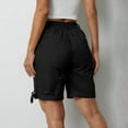 thumbnail image 4 of WCMZJ Bermuda Shorts for Women Cargo Shorts Roll up Knee Length Pockets Elastic Waist Long Shorts for Summer Casual Black 2XL, 4 of 7