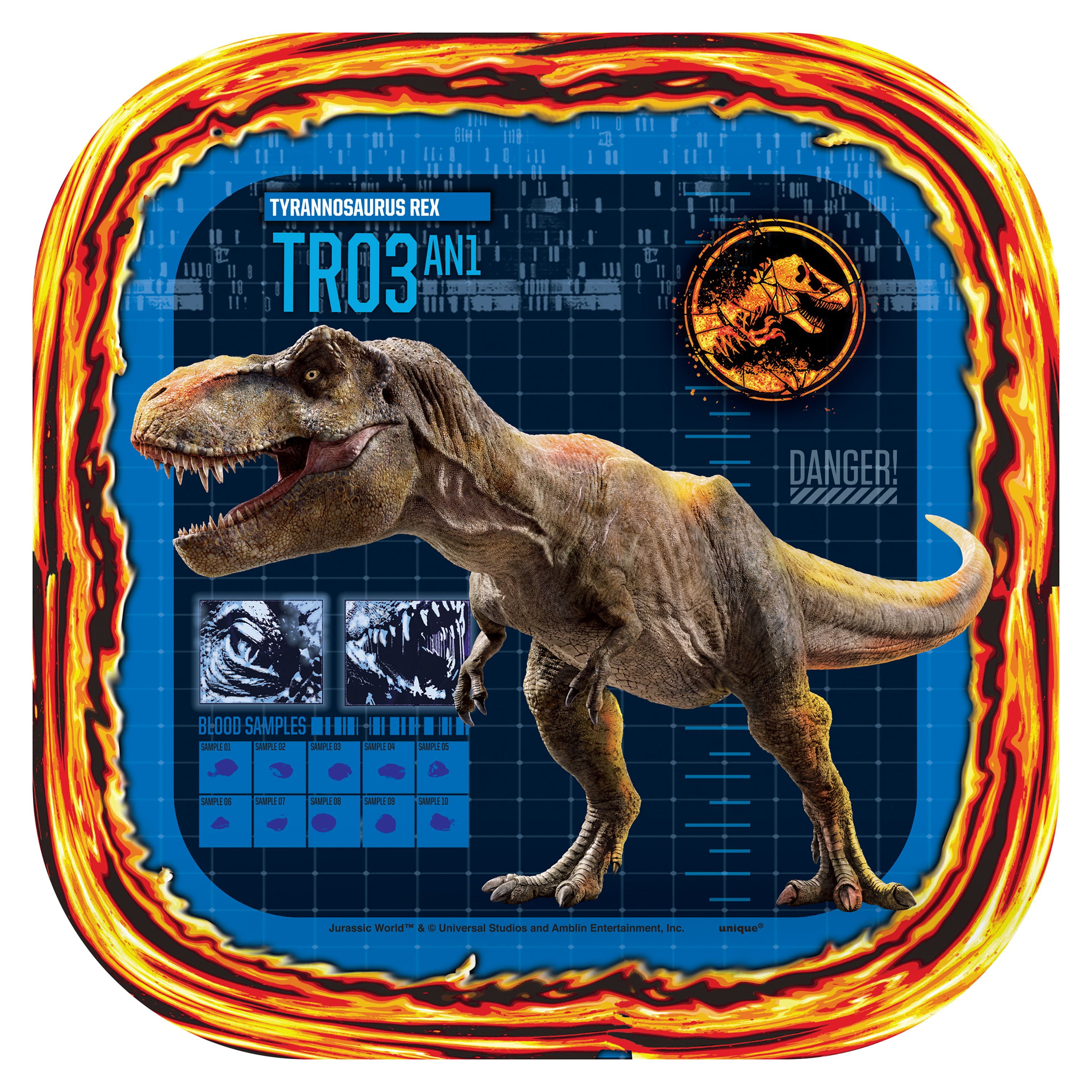 Square Jurassic World Dessert Plates – 8ct Dinosaur Themed Disposable Plates For Birthday Parties