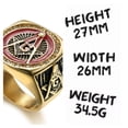 thumbnail image 3 of Retro Golden 14K Yellow Gold Freemasonry Rings for Men Punk Hand carving Jewelry Masonic All-seeing Eye Shaped Gift, 3 of 5