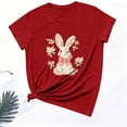 thumbnail image 6 of ClodeEU Women's Cute Rabbit Print Short Sleeve Crewneck T-Shirt ,Casual Summer Tee Red,Womens Plus S, 6 of 6