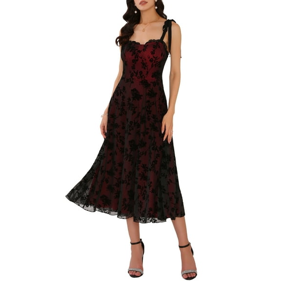 DARING DIVA Gothic Floral Print Sleeveless Cocktail Dress S Black