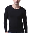 thumbnail image 2 of Jumpingount Ropa interior térmica para hombre, cálida, suave, agradable a la piel, gruesa, capa base básica, vestido cálido, ropa de invierno ajustada en Camisetas Negro XXL Jumpingount AP013484-07, 2 of 6
