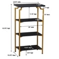 thumbnail image 2 of Household Essentials Crown Narrow 4 Shelf Open Storage Bookshelf Black Oak Wood Grain and Gold Metal, 2 of 7