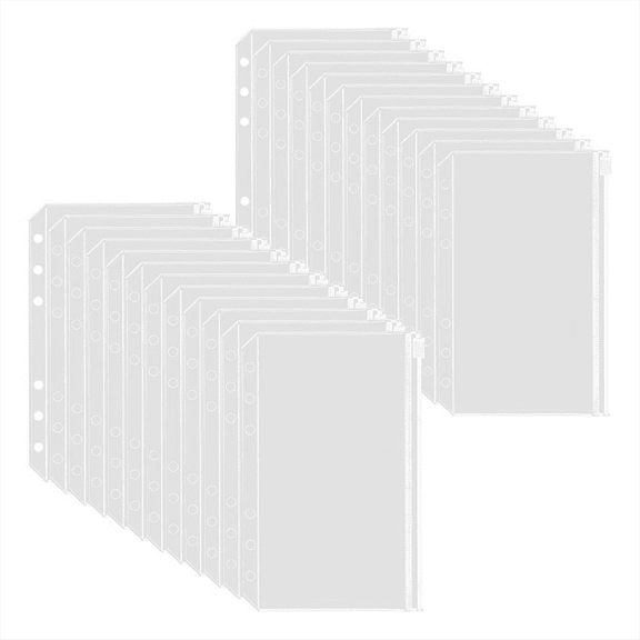 50PCS A6 Binder Pockets 6 Holes Pouch Zipper Folders for 6-Ring PVC Cash Budget Envelopes Bag