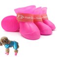 thumbnail image 1 of 4 zapatos para perros de color rosa, adecuados para días de nieve, carreteras calientes, días de lluvia, impermeables, para caminar al aire libre, antideslizantes para pisos duros MFZFUKR BST3028756-2, 1 of 6