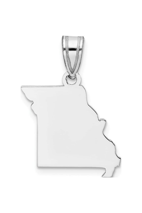 Sterling Silver Silver/Rhodium-Plated Missouri State Pendant Made In United States xna707ss-mo