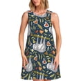 thumbnail image 1 of Easygdp Cute Sloth para Vestido Transpirable de Mujer, Vestido Suelto de Manga Corta con Pliegues y Bolsillos para el Verano, 1 of 7