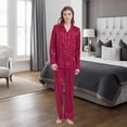 thumbnail image 6 of FELFEMO Womens Satin Pajamas Loungewear Two-piece Sleepwear Button-Down Pj Set, 6 of 6