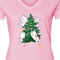 thumbnail image 4 of Inktastic Kawaii Cats Christmas Tree Women's V-Neck T-Shirt, 4 of 5