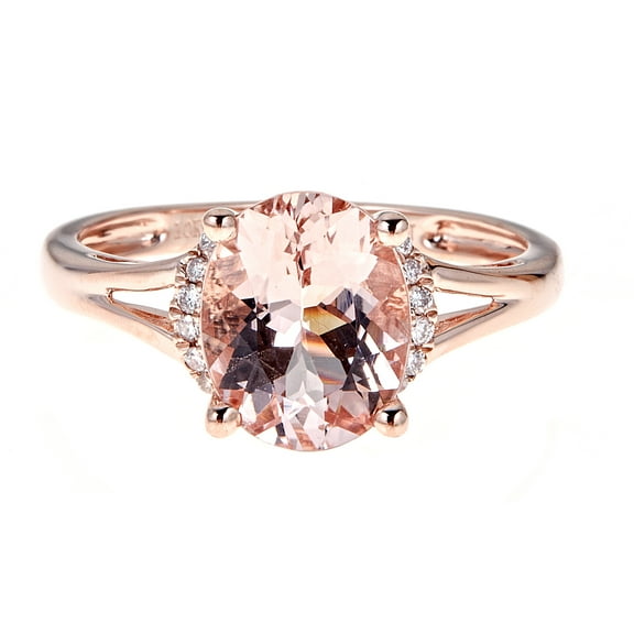 Gin & Grace 10KT Rose gold Oval-Cut Morganite and diamond accent Ring