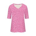 thumbnail image 3 of Camisetas Casuales de las Mujeres Impresas Manga Corta Cuello en V, Camiseta Ligera para Diario, Fiesta Y Primavera Verano, 3 of 4