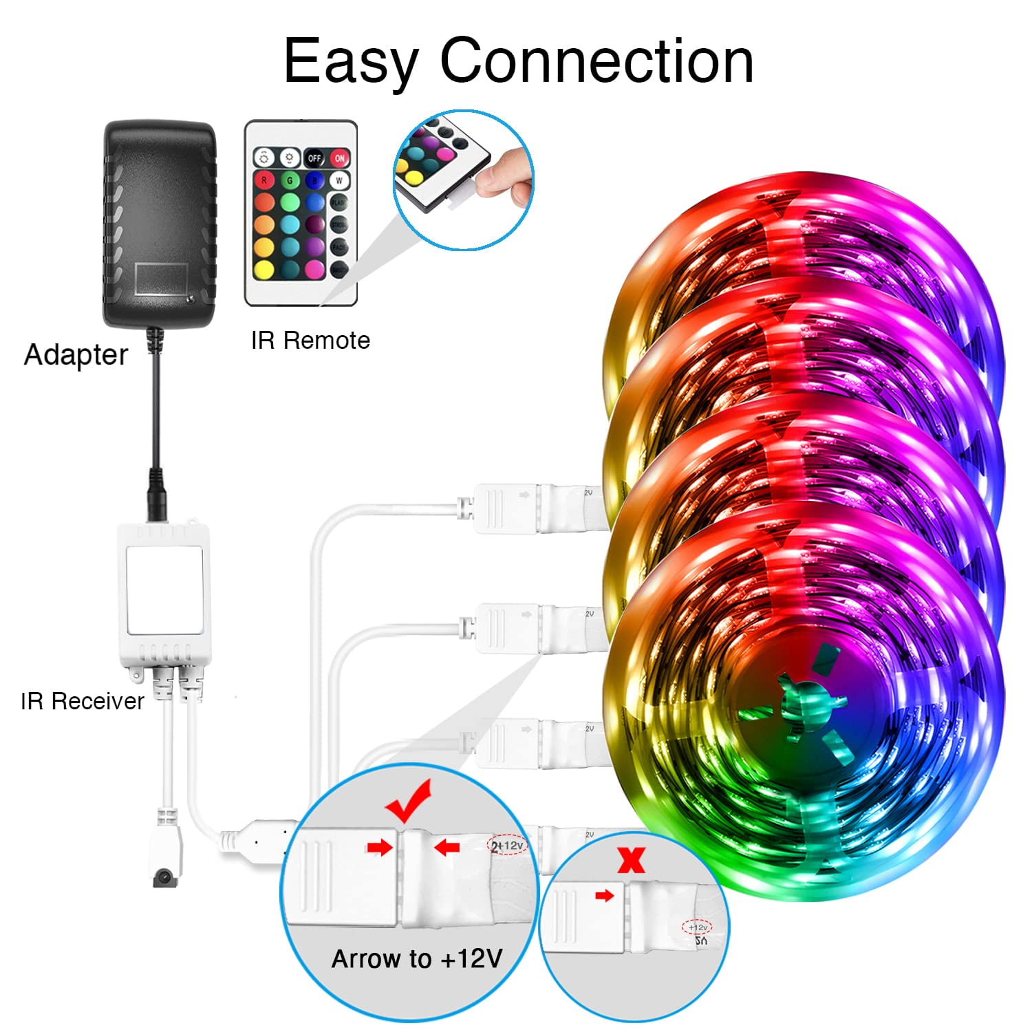 DAYBETTER Led Strip Lights 200ft,App and Remote Control,RGB Music Sync Color Changing LED Lights for Bedroom,Party,Home Decoration