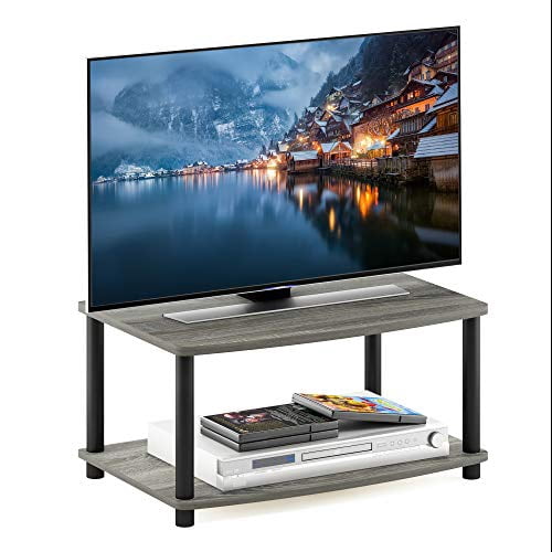 Furinno 13191 Turn-N-Tube No Tools 2-Tier Elevated TV Stands, Black, 24 in, Wood (11"H x 23.8"W x 15.8"D)