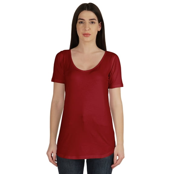 Inkmeso Basic U Neck Summer T-shirt Short Sleeve Plain Cotton Tshirt Womens