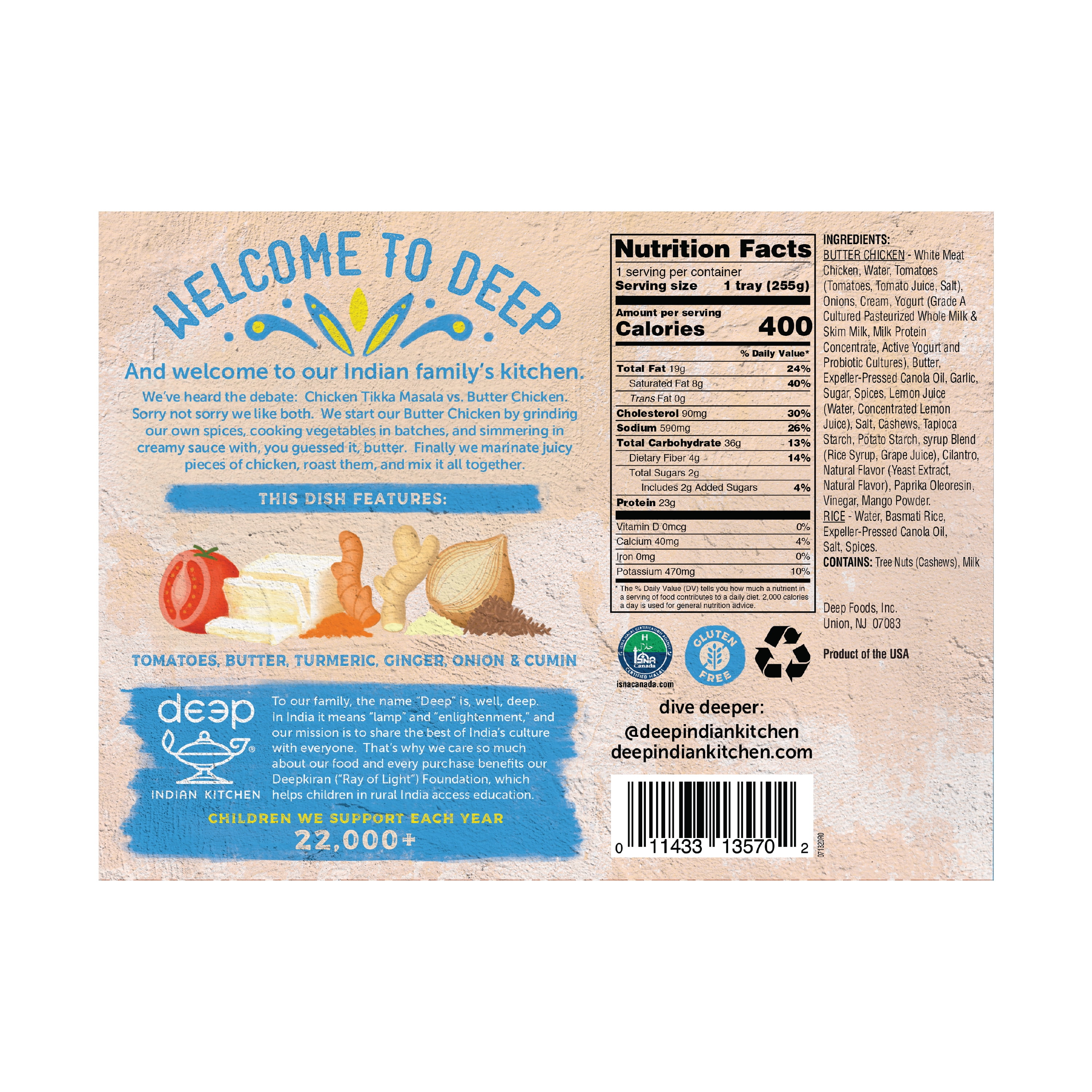 Deep Indian Kitchen Butter Chicken, 9oz (Frozen Packaged Meal)