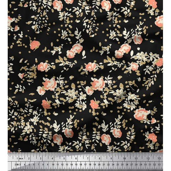 Soimoi Cotton Duck Fabric Leaves & Floral Artistic Decor Fabric Printed Yard 42 Inch Wide