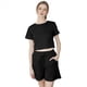 thumbnail image 2 of Conjuntos de 2 Piezas para Mujer, de Verano, con Cuello Redondo y Pantalones Cortos A Juego, para Estar en Casa con Bolsillos, Ropa Informal de Viaje A . Negro XL, 2 of 10
