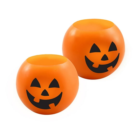 LumaBase Battery Operated Wax LED Candles - Jack O' Lantern, 2-Pack