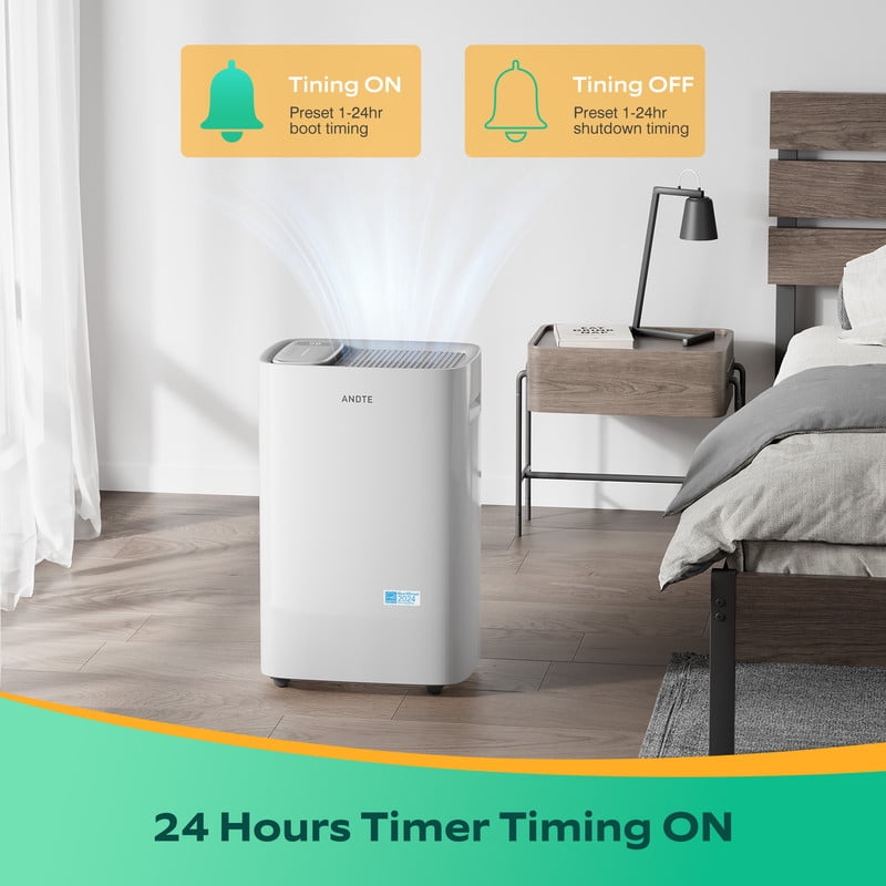 50 pt. 4500 sq. ft. Dehumidifier for Home in White with Bucket, Drain Hose, Energy Star