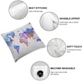 thumbnail image 4 of Acheng  Throw Pillow Cover Map of The World Watercolor Global Map Abstract Art Splatters Paint Purple Decor Lumbar Pillow Case Cushion for Sofa Couch Bed,Set of 2 White, 4 of 6