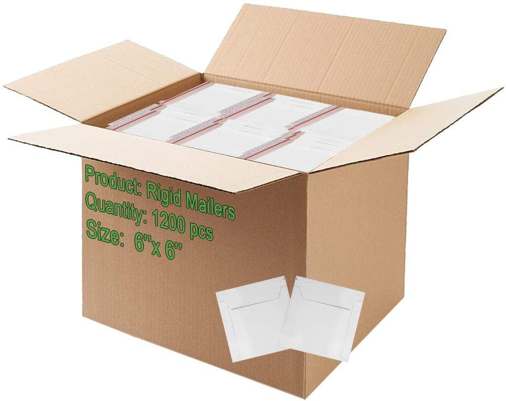 Pack of 1200 Rigid Mailers 6x6 Paperboard mailers 6 x 6. White photo