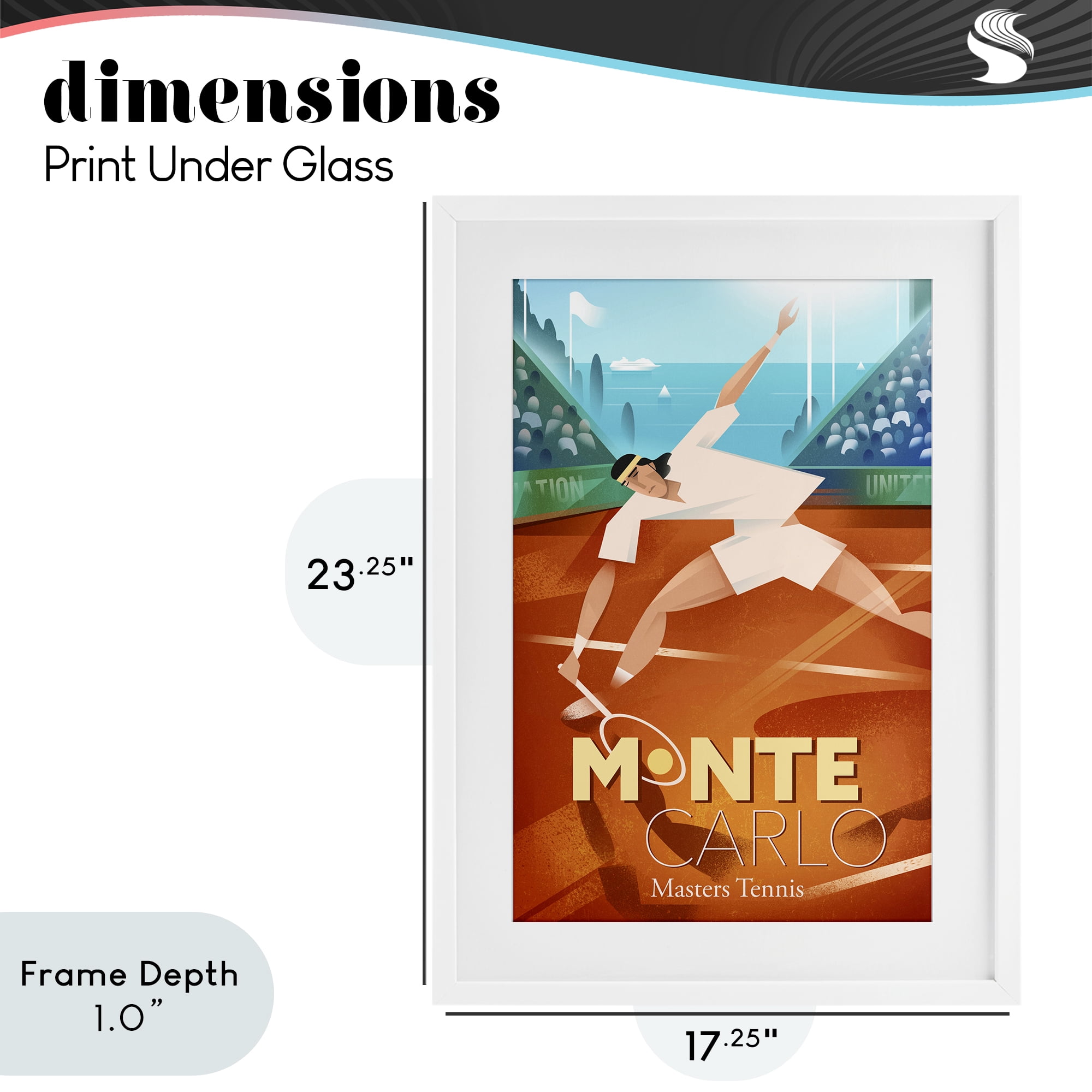 Stupell Industries Monte Carlo Masters Tennis White Framed Print Under Glass, design by Martin Wickstrom