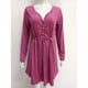 thumbnail image 5 of Vestido de mujer con botones de cinturón Color puro cuello en V Vestido corto de manga larga para otoño invierno rojo vino S, 5 of 7