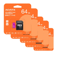 thumbnail image 1 of 5 Piezas De Micro Sd Adata Ausdx64guicl10 Con Adaptador 64gb, 1 of 4