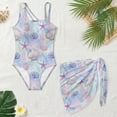 thumbnail image 4 of SEANATIVE 7-8 Year Kid Girl Swimsuit with Mesh Skirt Coverup One Piece Bathing Suit Comfortable Stretch Summer Swimwear with Adjustable Strap, Starfish Seashell Pearl Pattern Blue, 4 of 7