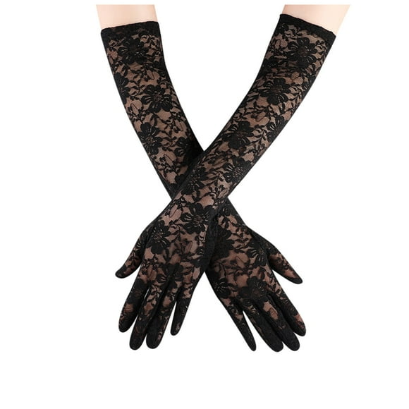 Floral Lace Gloves For Wedding Opera Party 1920s Flapper Lace Gloves Stretchy Adult Size